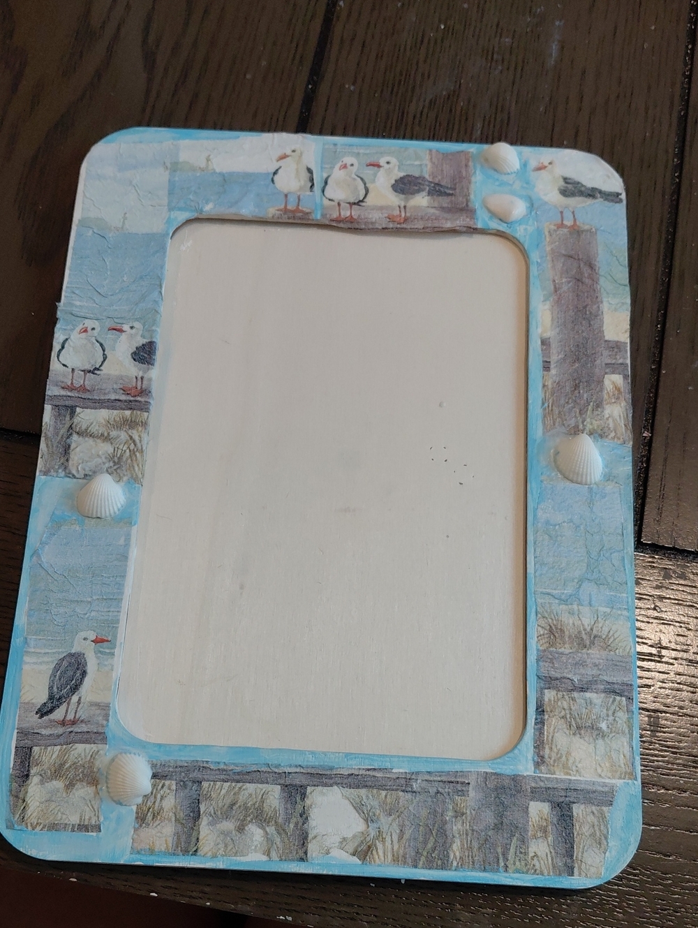 Coastal Seagull Decorative Photo Frame - Light Blue 5x7 Decoupaged. Perfect Gift